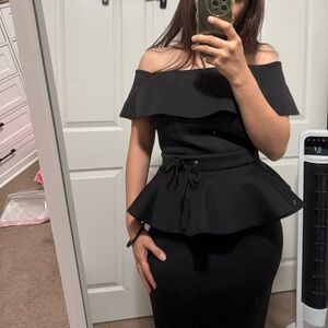 Elegant Black Off-Shoulder Peplum Top